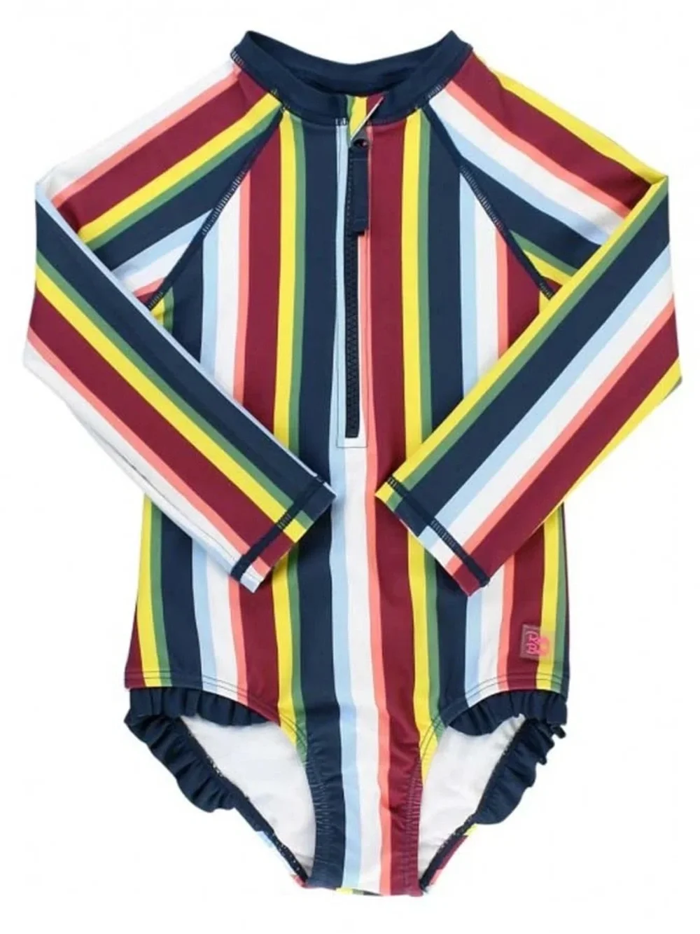 Ruffle Butts Girls Sunset Stripe Long Sleeve One Piece Rash Guard Girls Size 8